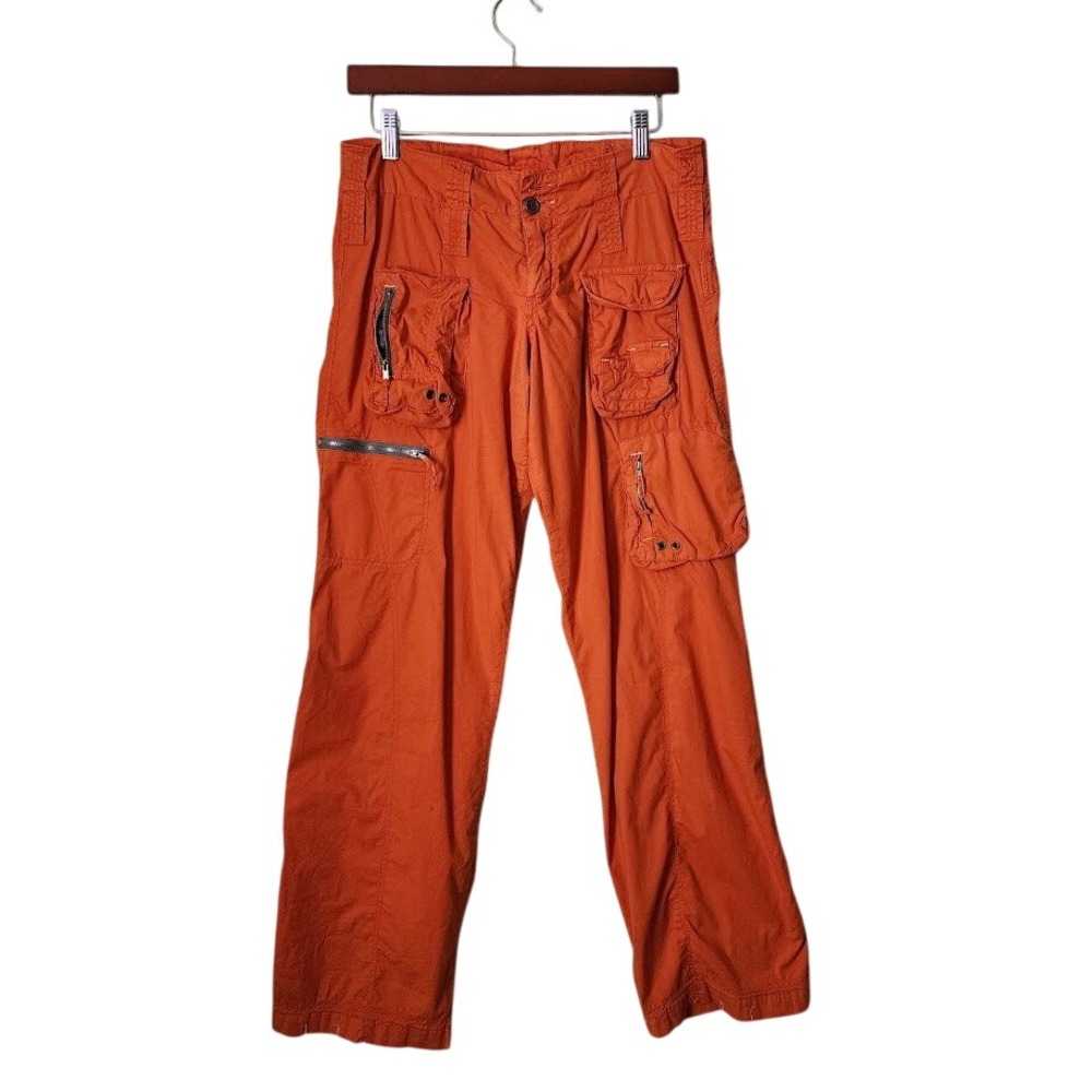 PETE & GRETA JOHNNY WAS Hailey Cargo Pants Orange Utility Boho Size 4